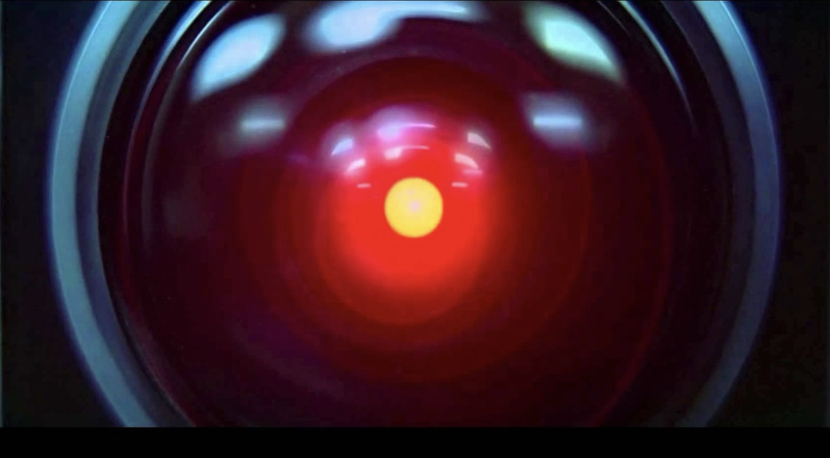 Rotes Kameraauge aus dem Film "2001 - Odyssee im Weltall" (Stanley Kubrick, 1967)